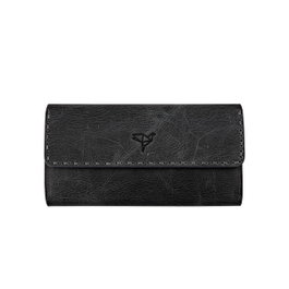 Zoozie Bags Pavia Cartera de Mujer Negra en Piel Auténtica Elegante y Sofisticada con Múltiples Compartimentos, L:19cm, An:2cm, Al:10cm